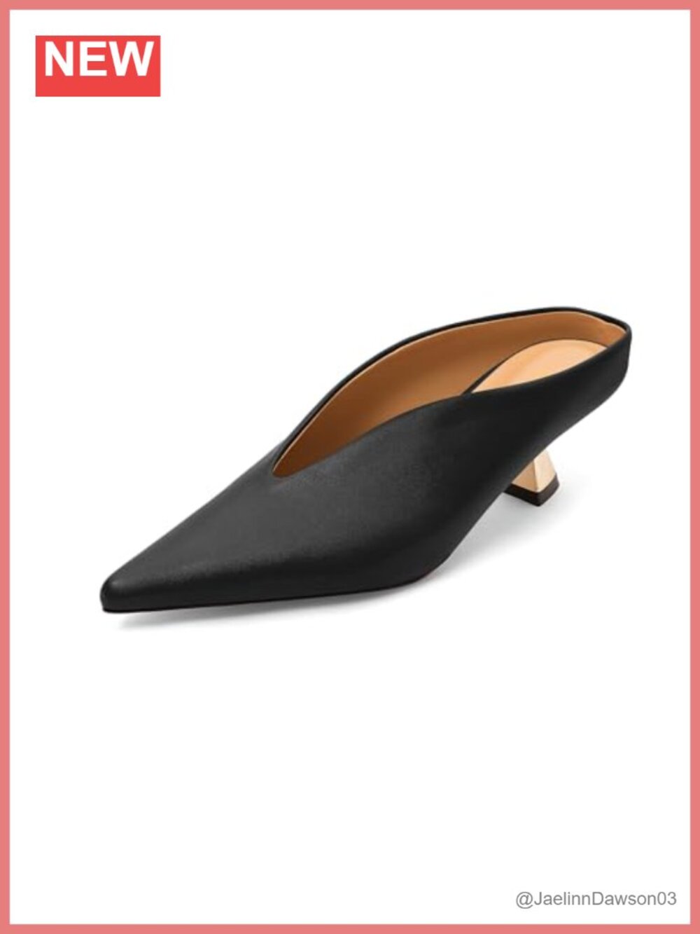 Women's Black Mule Heels Closed Pointed Toe Backless Slip On Slide Pumps 2 Inch